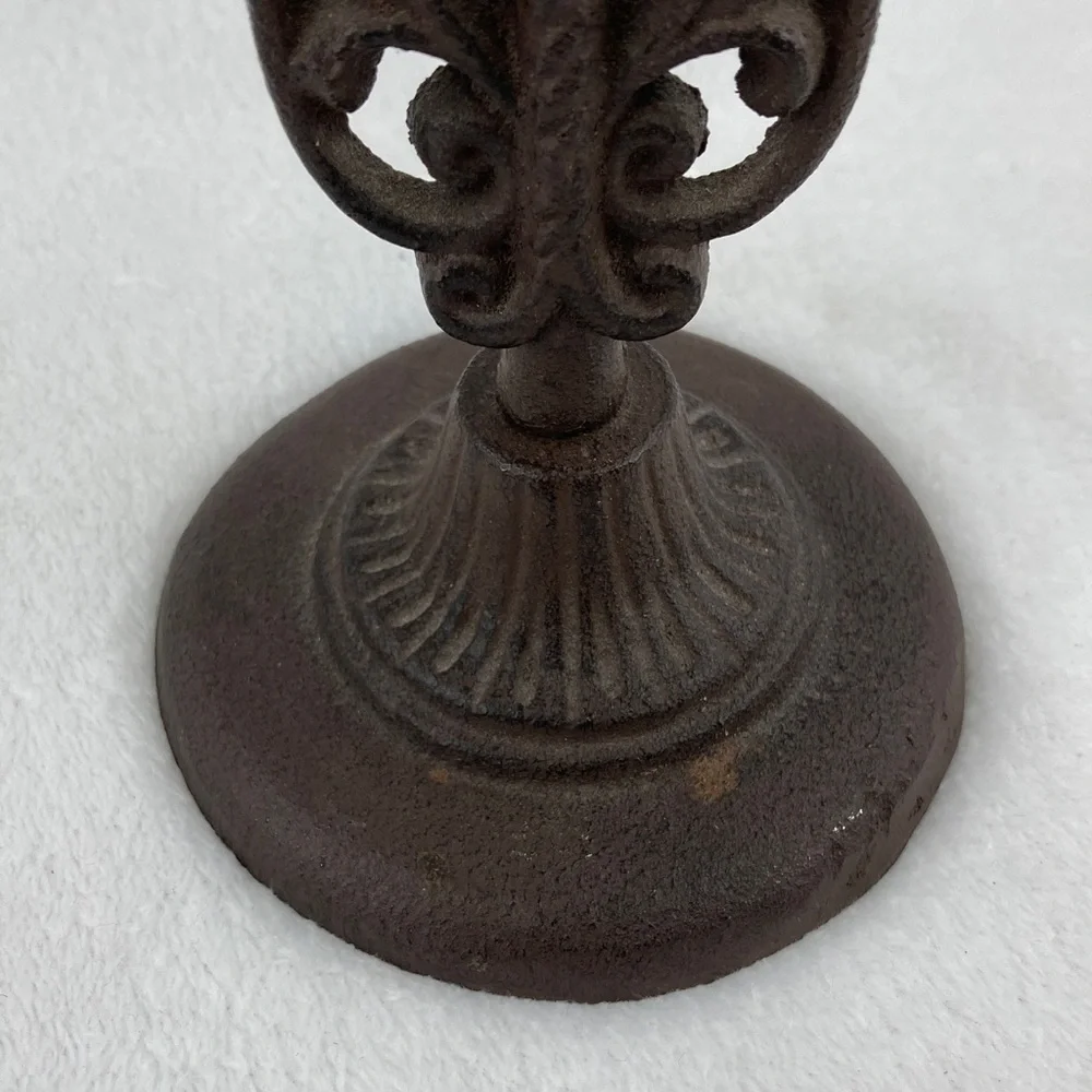 Ornate Scrollwork Brown Cast Iron Cross Decor 12.5”